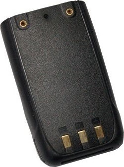 A black phone case with gold buttons on it.