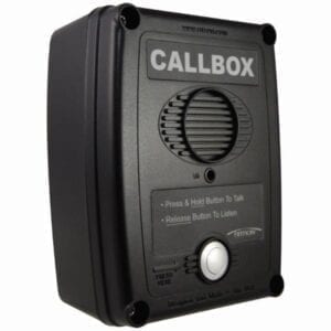 A black box with the words callbox on it.