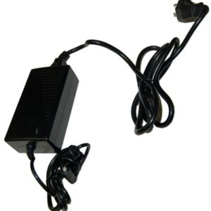 A black power cord with two plugs attached to it.