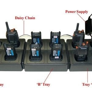 A bunch of different types of radios on top of a table.