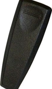 A black plastic object is shown with no background.