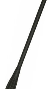 A black handle with a long black stick.