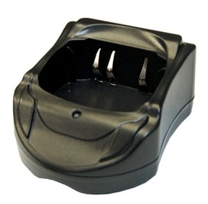 A black plastic container with a hole in the bottom.