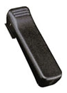 A black plastic clip on to hold a cell phone.