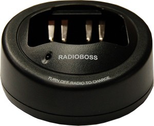 A black radio boss charger sitting on top of a table.