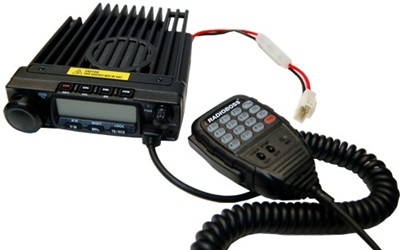 A radio and a phone are connected to each other.