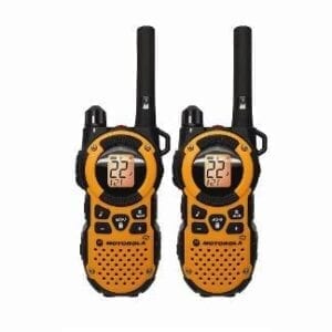 A pair of walkie talkies on top of each other.