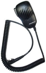 A black microphone with a cord attached to it.