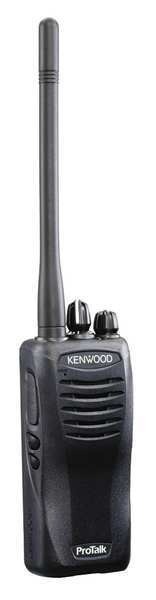A kenwood walkie talkie is sitting on the floor.