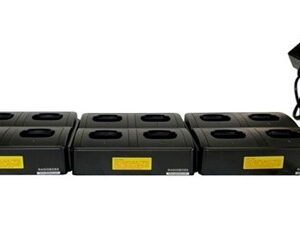 A row of black boxes with yellow labels on them.