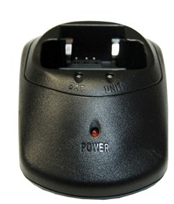 A black charger with the power button on it.