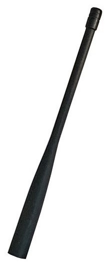 A black baseball bat with a white handle.