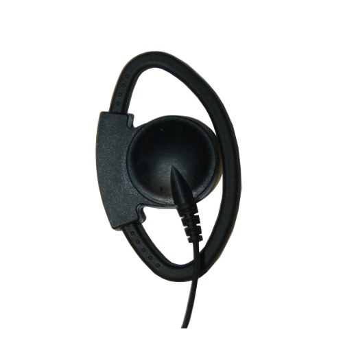 A black ear piece with a cord hanging from it.