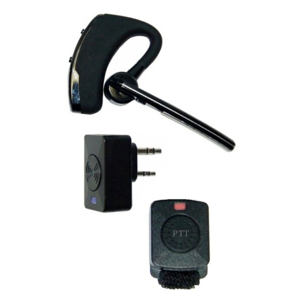 A black bluetooth headset and charger.