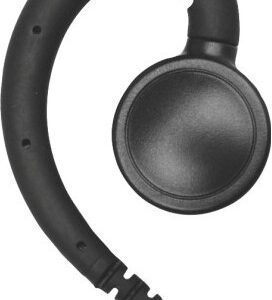 A black ear piece with a white dot on it.