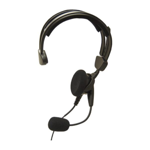 A black headset with a microphone on top of it.