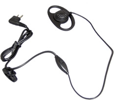 A black ear piece with a cord and plug.